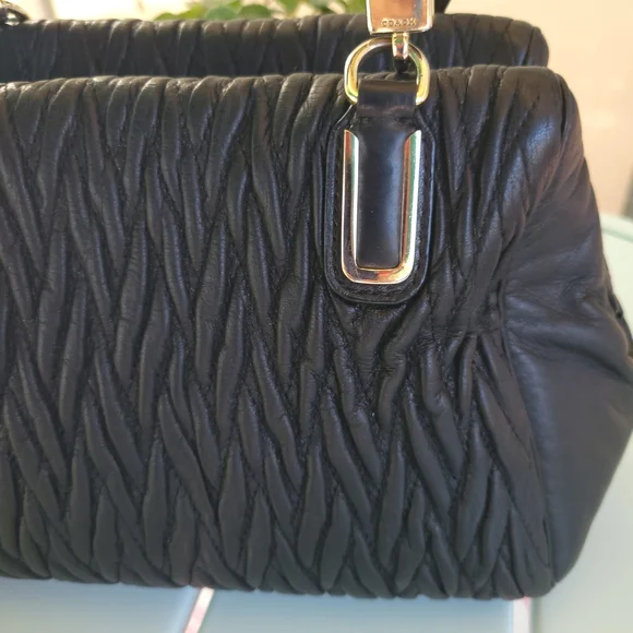 Coach Black Quilted Satchel with Gold-Tone Hardware - Picture 2 of 10